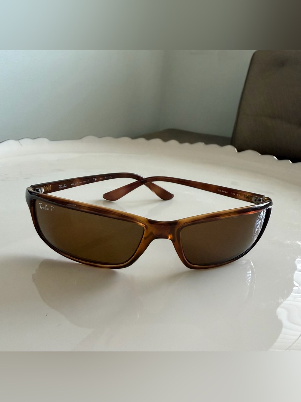 Vintage Ray-Ban RB4034 Tortoise Polarized Wrap Sunglasses